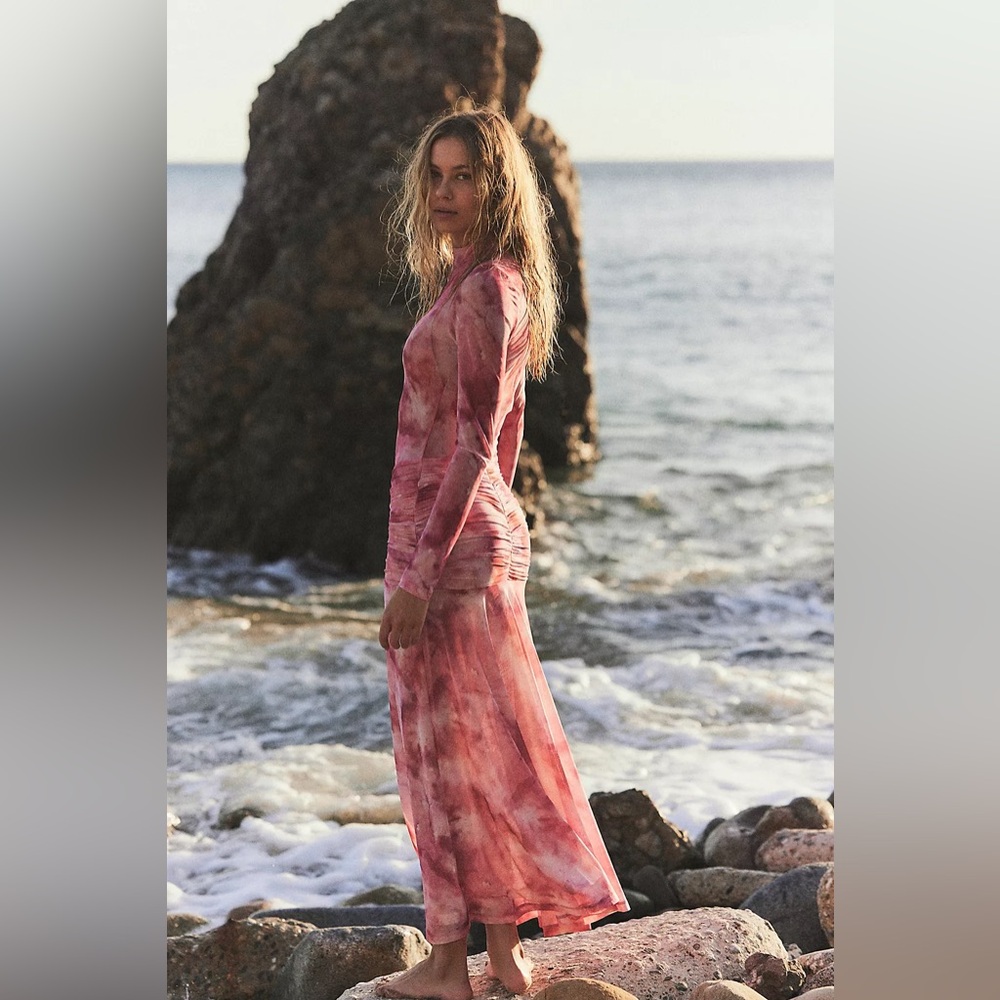 NWT Bardot Lea Tie Dye Mesh Long Sleeve Dress Extra Small - Picture 7 of 15